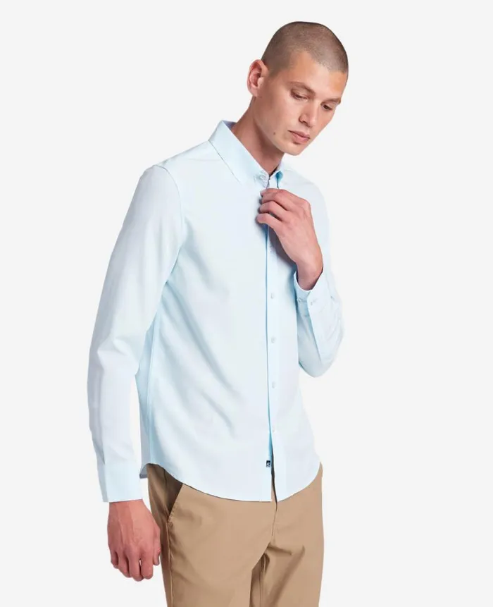 Kenneth Cole Shirts Men Performance Slim Fit Button Down Shirt Blue