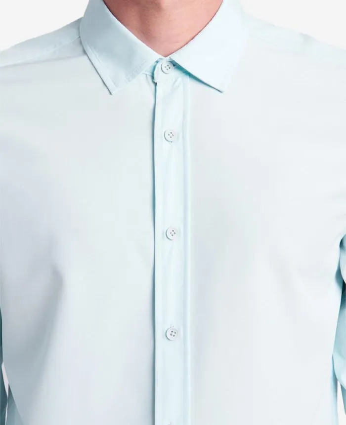 Kenneth Cole Shirts Men Performance Slim Fit Button Down Shirt Blue Kenneth Cole Shirts Men Performance Slim Fit Button Down Shirt Blue