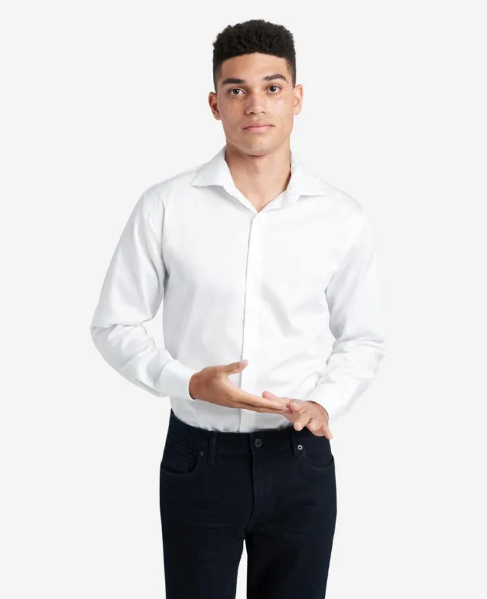 Kenneth Cole Shirts Men RegularFit ButtonDown Stretch Dress Shirt With TEK FIT White