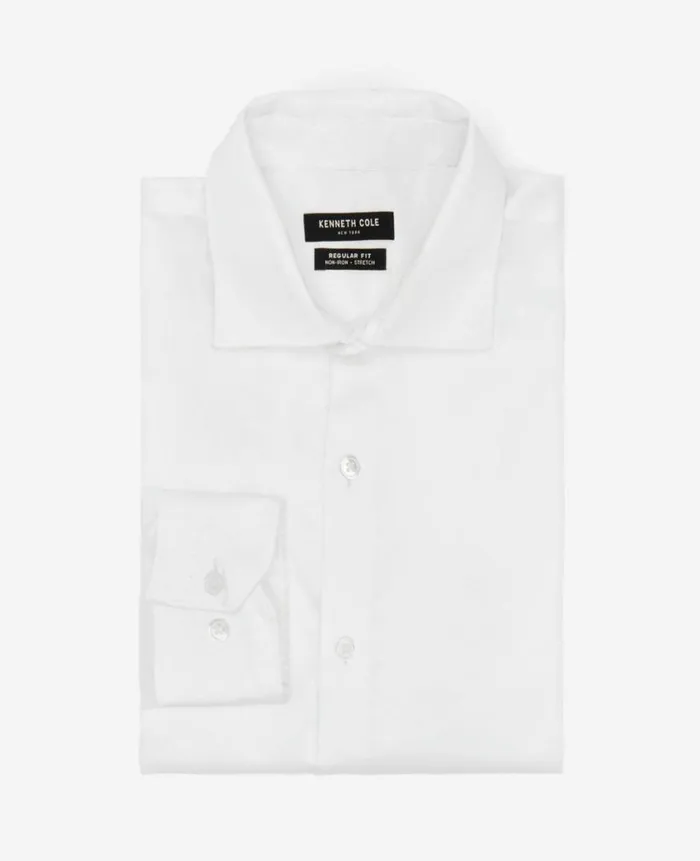 Kenneth Cole Shirts Men RegularFit ButtonDown Stretch Dress Shirt With TEK FIT White Kenneth Cole Shirts Men RegularFit ButtonDown Stretch Dress Shirt With TEK FIT White