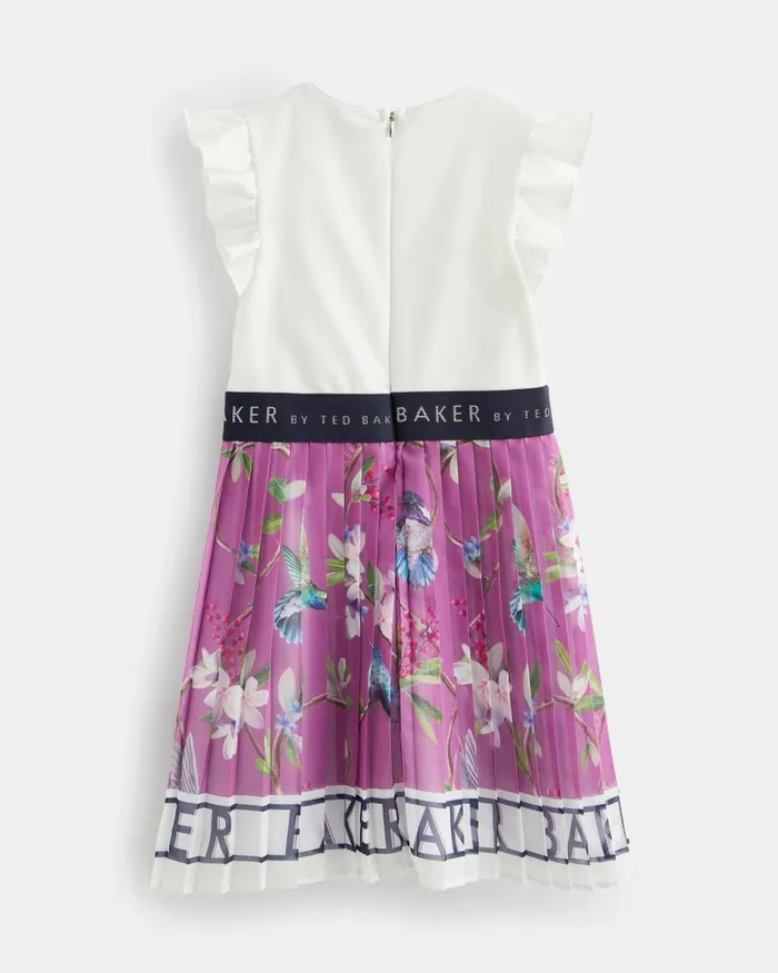 Kids ADOREY 8211 Branded Floral Skirt Mockable Dress Plum Ted Baker Dresses