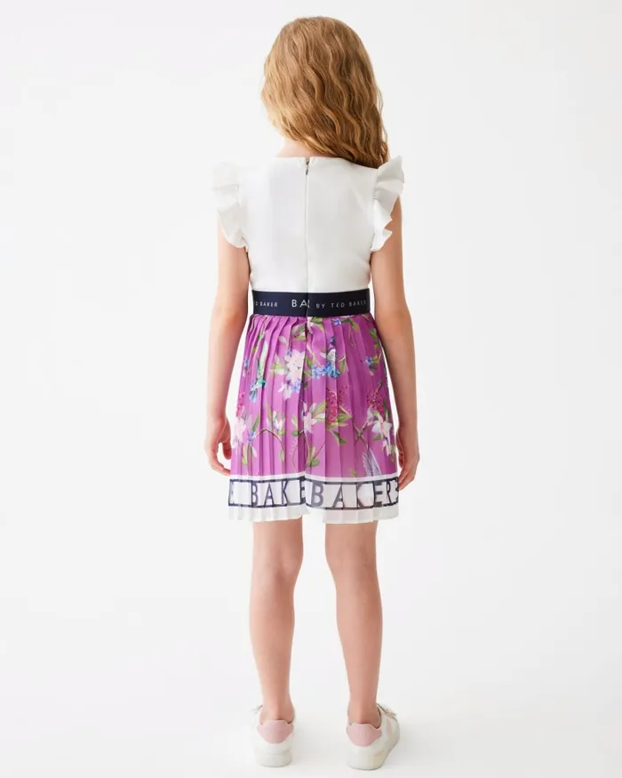 Kids ADOREY 8211 Branded Floral Skirt Mockable Dress Plum Ted Baker Dresses