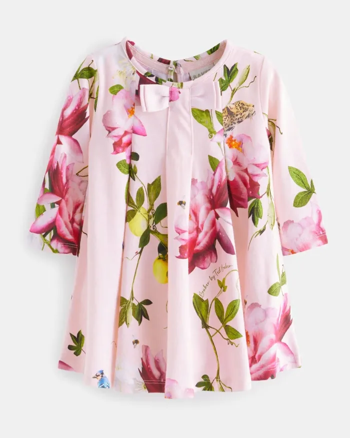 Kids ANINAA 8211 Floral Bow Detail ALine Jersey Dress Pink Ted Baker Dresses Kids ANINAA 8211 Floral Bow Detail ALine Jersey Dress Pink Ted Baker Dresses