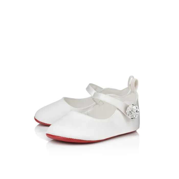 Kids Baby Love Chick Strass Ballerinas 8211 Crepe Satin And Strass 8211 Bianco 8211 Baby Christian Louboutin Girls