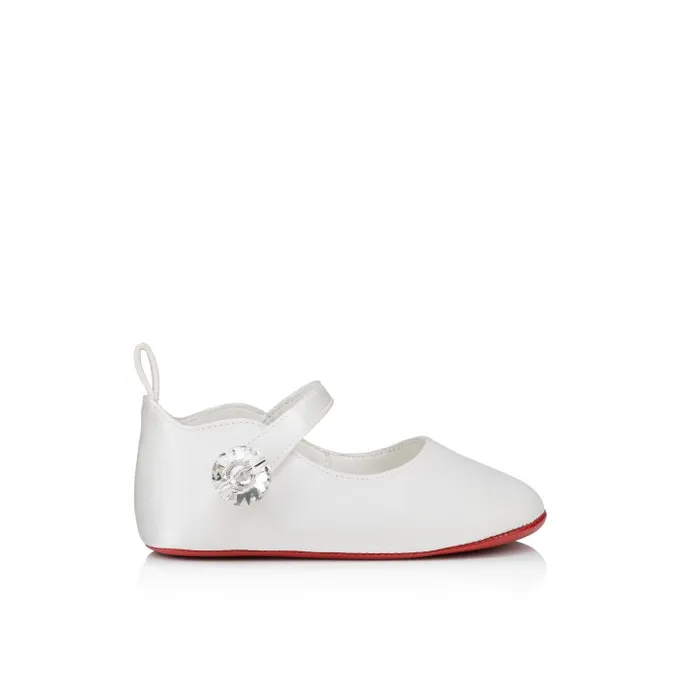 Kids Baby Love Chick Strass Ballerinas 8211 Crepe Satin And Strass 8211 Bianco 8211 Baby Christian Louboutin Girls
