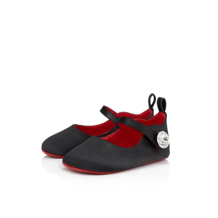 Kids Baby Love Chick Strass Ballerinas 8211 Crepe Satin And Strass 8211 Black 8211 Baby Christian Louboutin Girls