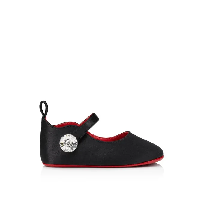 Kids Baby Love Chick Strass Ballerinas 8211 Crepe Satin And Strass 8211 Black 8211 Baby Christian Louboutin Girls
