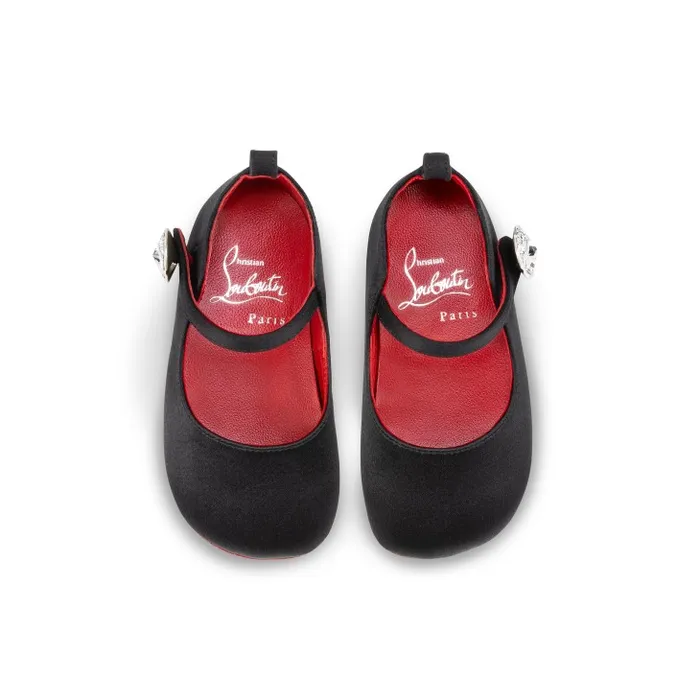 Kids Baby Love Chick Strass Ballerinas 8211 Crepe Satin And Strass 8211 Black 8211 Baby Christian Louboutin Girls