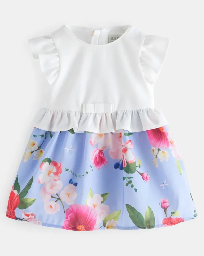 Kids BALMIE 8211 Mockable Frilled Floral Print Dress Blue Ted Baker Dresses Kids BALMIE 8211 Mockable Frilled Floral Print Dress Blue Ted Baker Dresses
