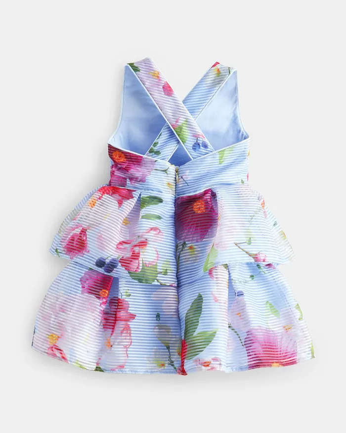 Kids BRANCEE 8211 Floral Striped Dress With Tiered Skirt Blue Ted Baker Dresses Kids BRANCEE 8211 Floral Striped Dress With Tiered Skirt Blue Ted Baker Dresses