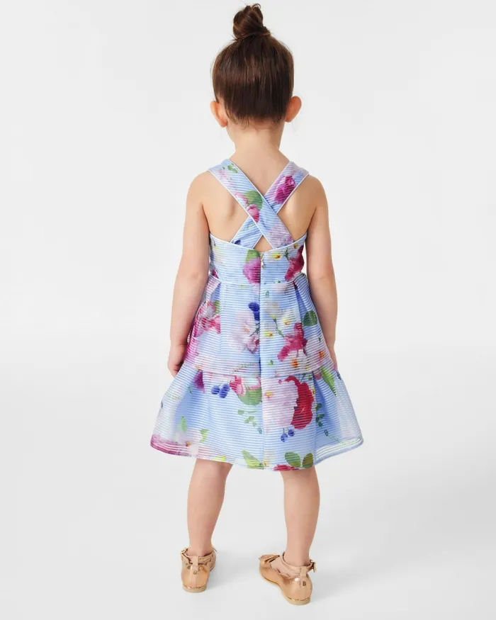 Kids BRANCEE 8211 Floral Striped Dress With Tiered Skirt Blue Ted Baker Dresses Kids BRANCEE 8211 Floral Striped Dress With Tiered Skirt Blue Ted Baker Dresses