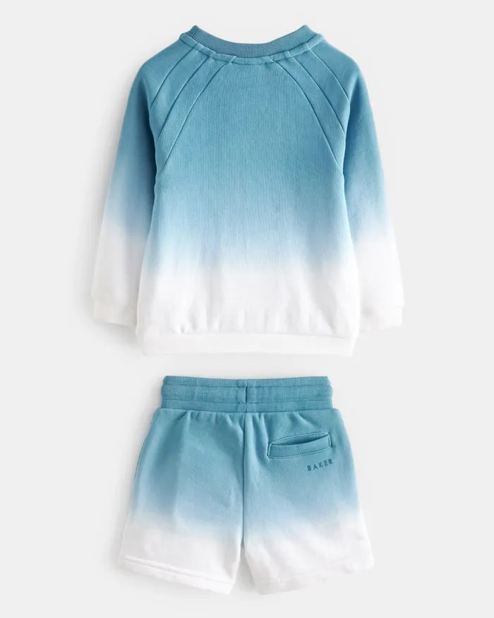 Kids BRONZEE 8211 Ombre Logo Sweatshirt And Shorts Set Blue Ted Baker Baby