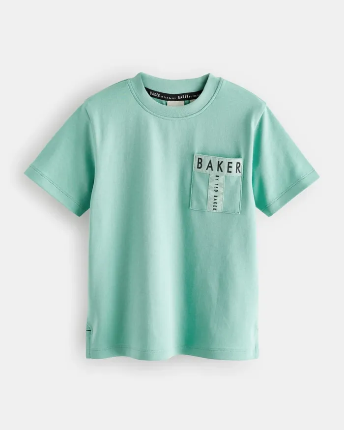 Kids CIPRIAN 8211 Pocket Detail Cotton TShirt Green Ted Baker Tops