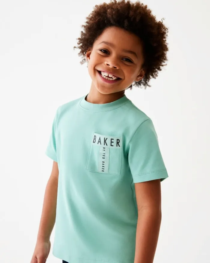 Kids CIPRIAN 8211 Pocket Detail Cotton TShirt Green Ted Baker Tops
