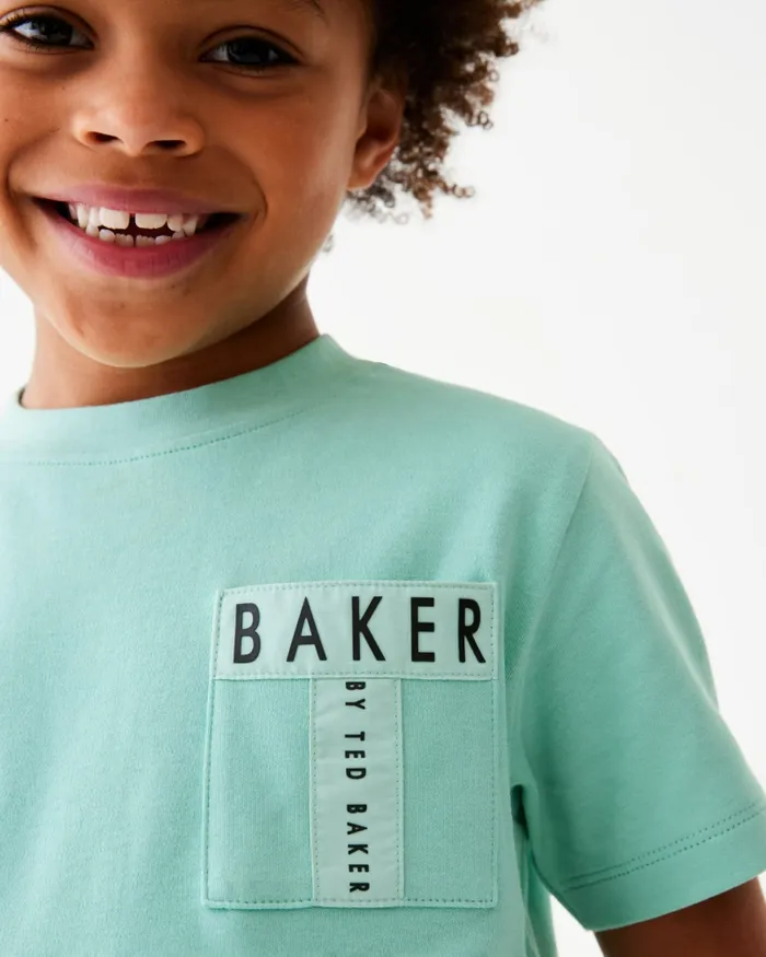 Kids CIPRIAN 8211 Pocket Detail Cotton TShirt Green Ted Baker Tops