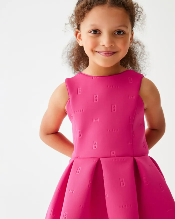 Kids CLARDIA 8211 Branded Pattern Pleated Scuba Dress Pink Ted Baker Dresses Kids CLARDIA 8211 Branded Pattern Pleated Scuba Dress Pink Ted Baker Dresses