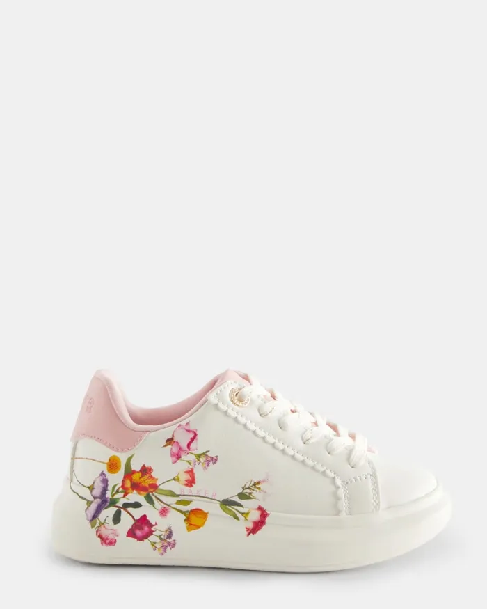 Kids CLAUDDI 8211 Floral Chunky Trainers White Ted Baker Older Girls