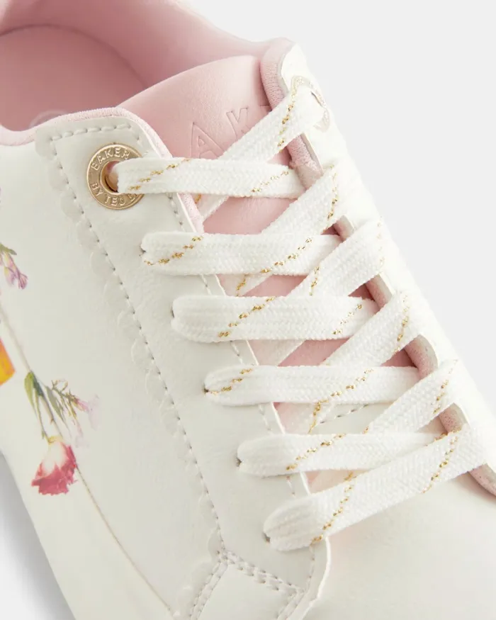 Kids CLAUDDI 8211 Floral Chunky Trainers White Ted Baker Older Girls