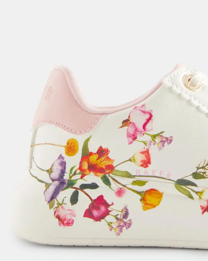 Kids CLAUDDI 8211 Floral Chunky Trainers White Ted Baker Older Girls