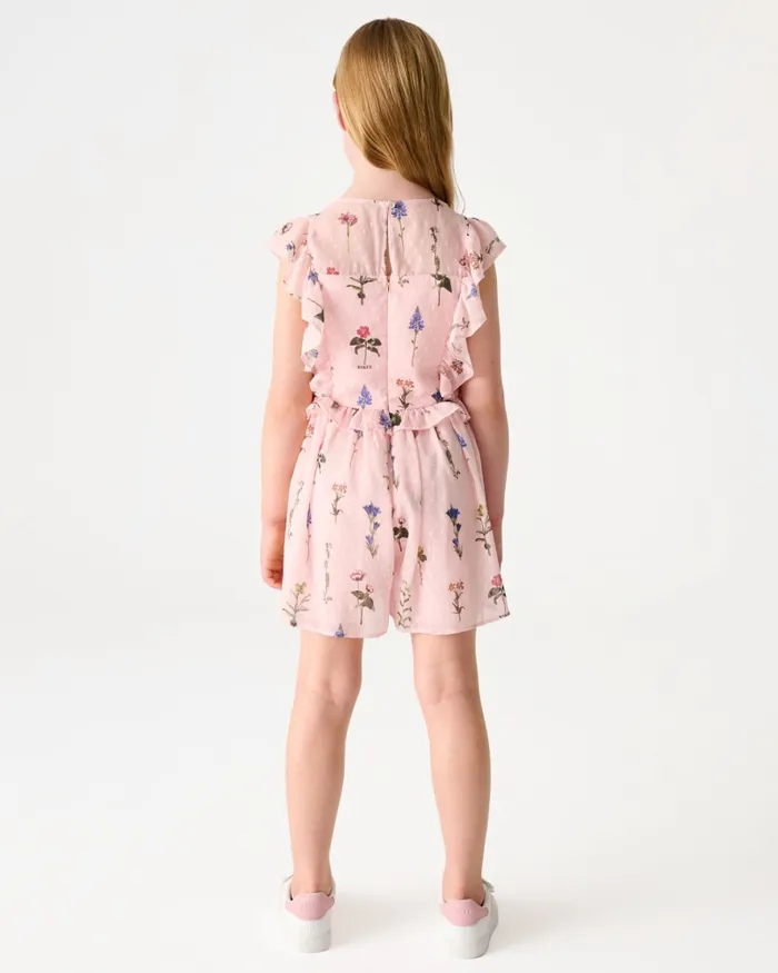 Kids CLEMMYY 8211 Chiffon Printed Frill Trim Playsuit Pink Ted Baker Younger Girls