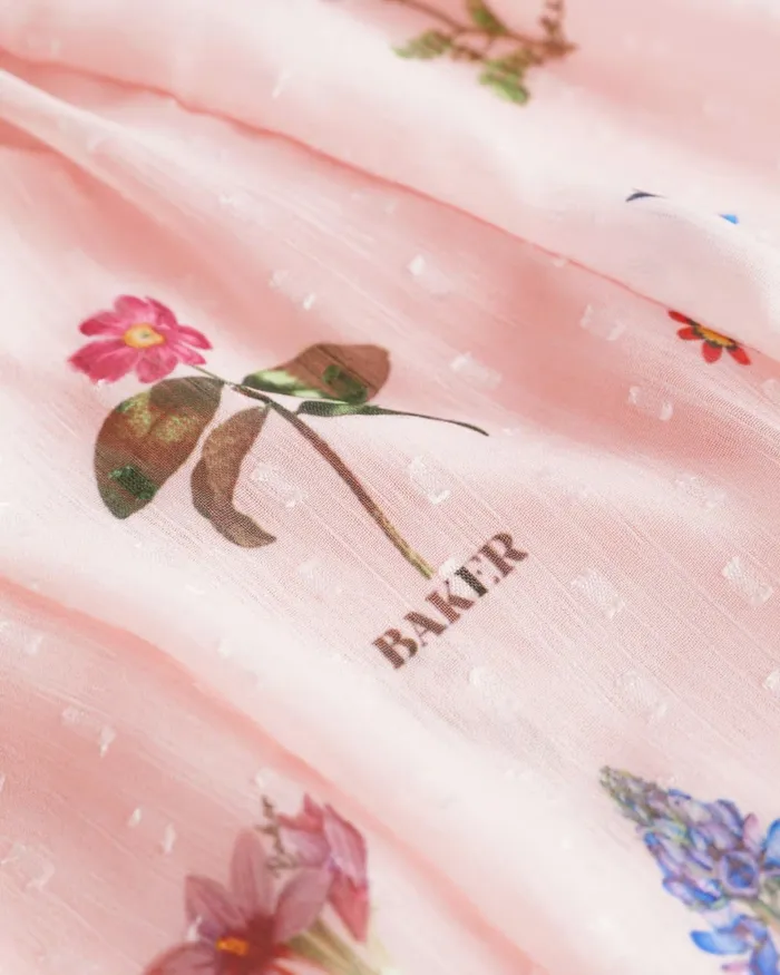 Kids CLEMMYY 8211 Chiffon Printed Frill Trim Playsuit Pink Ted Baker Younger Girls