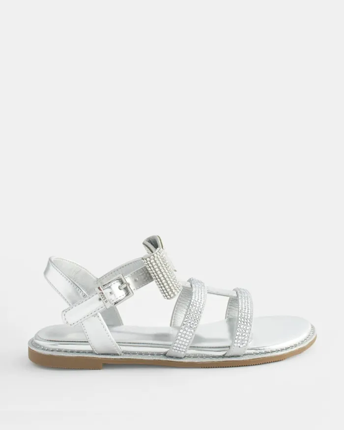 Kids DANDEEY 8211 Jewelled Sandals With Bow Detail Silver Ted Baker Older Girls Kids DANDEEY 8211 Jewelled Sandals With Bow Detail Silver Ted Baker Older Girls