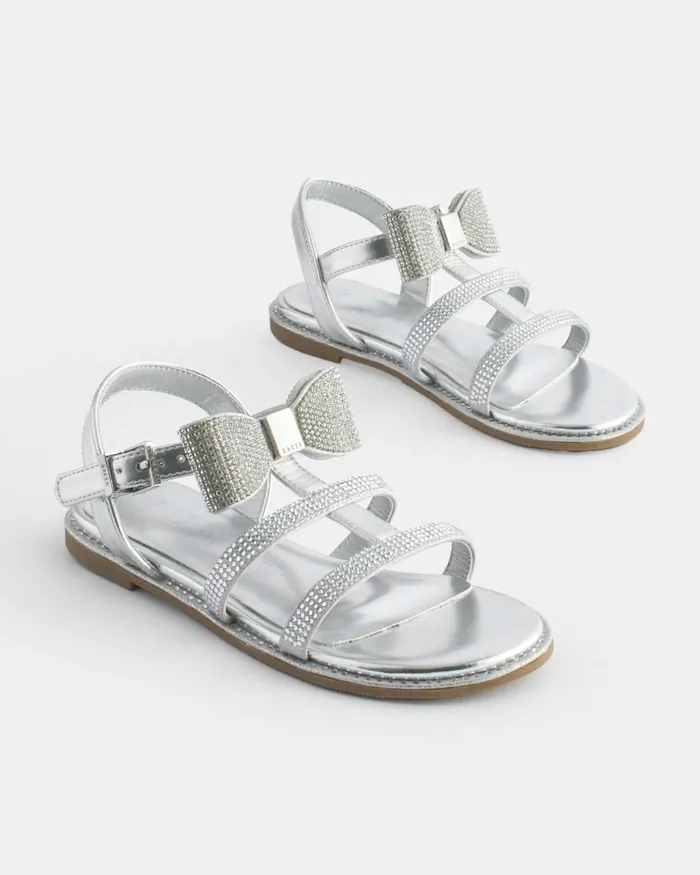 Kids DANDEEY 8211 Jewelled Sandals With Bow Detail Silver Ted Baker Older Girls Kids DANDEEY 8211 Jewelled Sandals With Bow Detail Silver Ted Baker Older Girls
