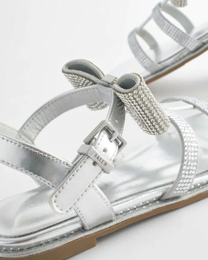 Kids DANDEEY 8211 Jewelled Sandals With Bow Detail Silver Ted Baker Older Girls Kids DANDEEY 8211 Jewelled Sandals With Bow Detail Silver Ted Baker Older Girls