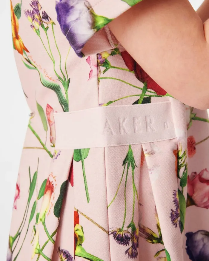Kids DAYNICA 8211 Floral Print Collared Ponte Dress Pink Ted Baker Dresses