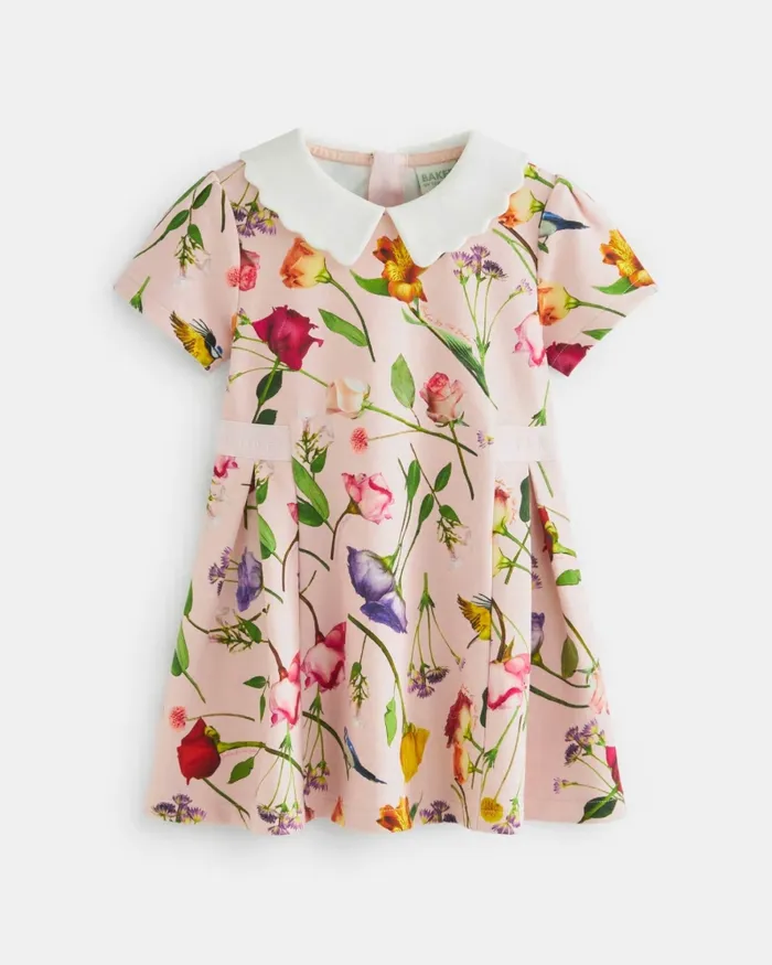 Kids DAYNICA 8211 Floral Print Collared Ponte Dress Pink Ted Baker Dresses Kids DAYNICA 8211 Floral Print Collared Ponte Dress Pink Ted Baker Dresses