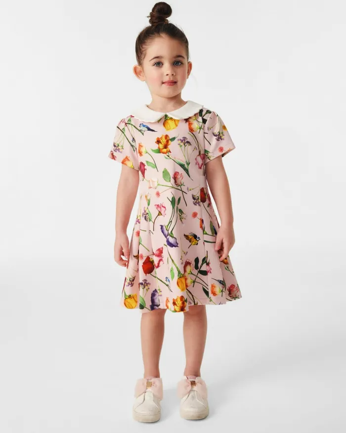 Kids DAYNICA 8211 Floral Print Collared Ponte Dress Pink Ted Baker Dresses Kids DAYNICA 8211 Floral Print Collared Ponte Dress Pink Ted Baker Dresses