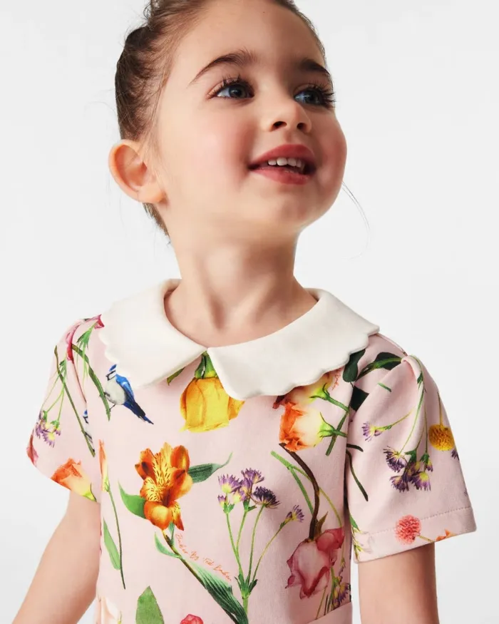 Kids DAYNICA 8211 Floral Print Collared Ponte Dress Pink Ted Baker Dresses Kids DAYNICA 8211 Floral Print Collared Ponte Dress Pink Ted Baker Dresses