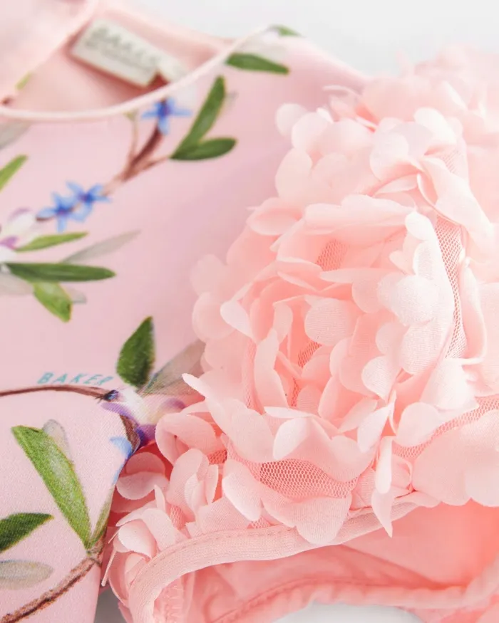Kids DIMITIE 8211 Floral Print Ruffle Sleeve Scuba Dress Pink Ted Baker Dresses Kids DIMITIE 8211 Floral Print Ruffle Sleeve Scuba Dress Pink Ted Baker Dresses