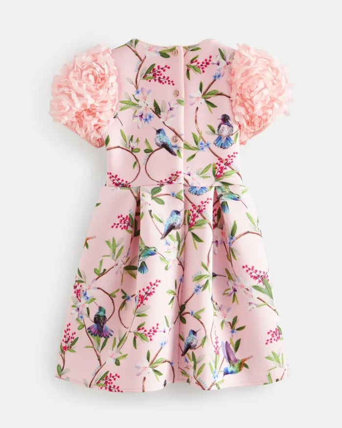 Kids DIMITIE 8211 Floral Print Ruffle Sleeve Scuba Dress Pink Ted Baker Dresses Kids DIMITIE 8211 Floral Print Ruffle Sleeve Scuba Dress Pink Ted Baker Dresses