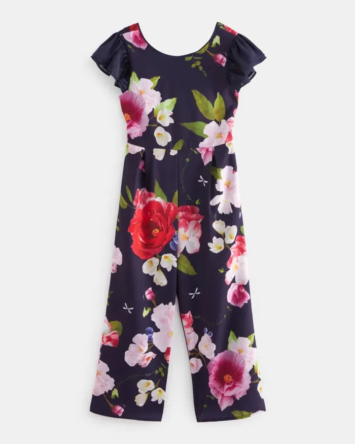 Kids DOLLEEY 8211 Floral Jumpsuit With Back Cut Out Navy Ted Baker Older Girls