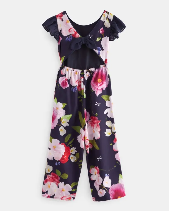 Kids DOLLEEY 8211 Floral Jumpsuit With Back Cut Out Navy Ted Baker Older Girls