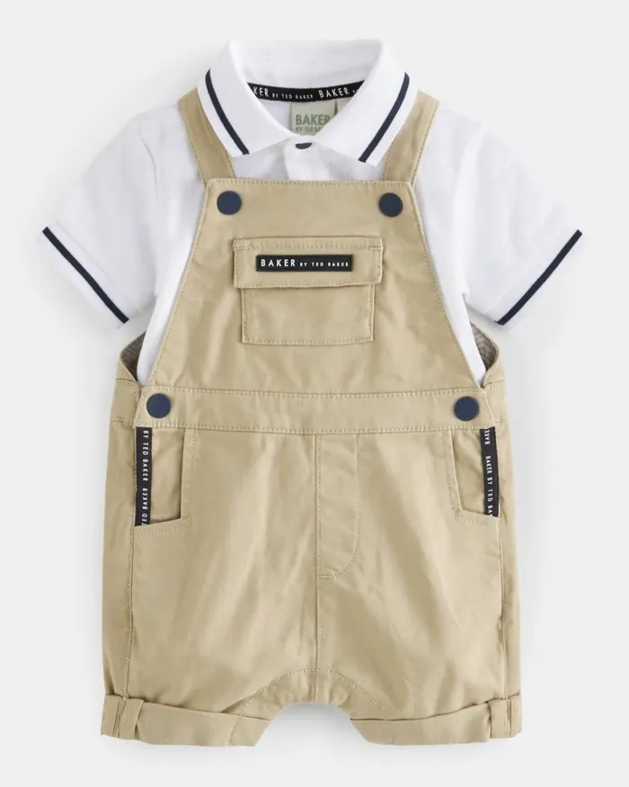 Kids DUMITRU 8211 Cotton Polo Shirt And Dungarees Set Stone Ted Baker Sets and Outfits Kids DUMITRU 8211 Cotton Polo Shirt And Dungarees Set Stone Ted Baker Sets and Outfits