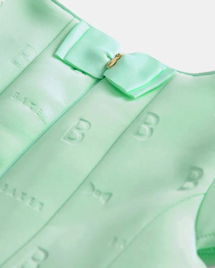 Kids EMAYSON 8211 Branded Scuba Dress With Pleated Skirt Mint Ted Baker Dresses