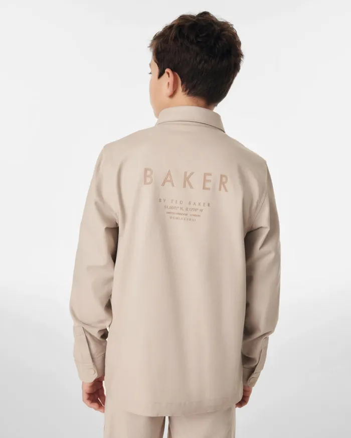 Kids FLAVIU 8211 Branded Shacket And TShirt Set Stone Ted Baker Sets and Outfits Kids FLAVIU 8211 Branded Shacket And TShirt Set Stone Ted Baker Sets and Outfits