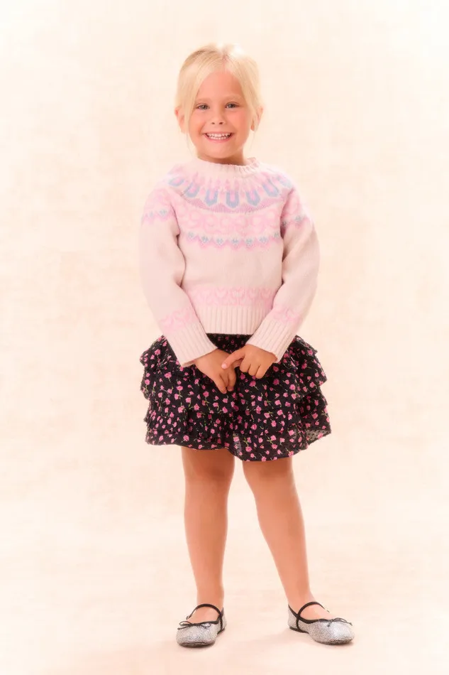 Kids Girls LoveShackFancy Girls Albine Wool Pullover Confetti Cake
