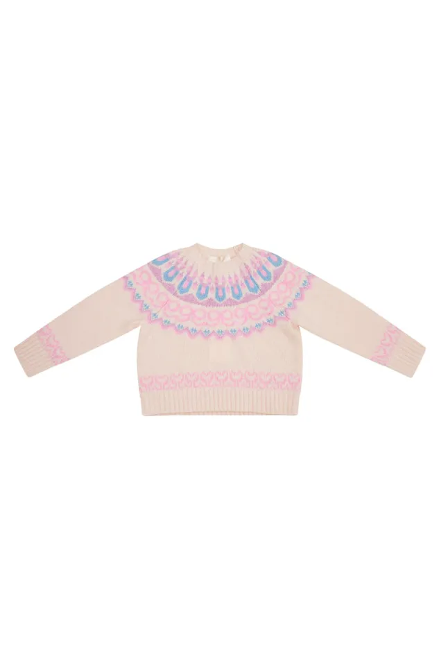 Kids Girls LoveShackFancy Girls Albine Wool Pullover Confetti Cake