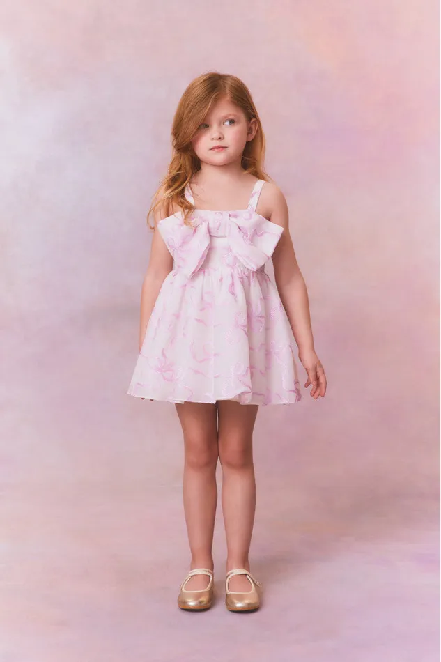 Kids Girls LoveShackFancy Girls Alejandra Bow Dress Pink Mystique