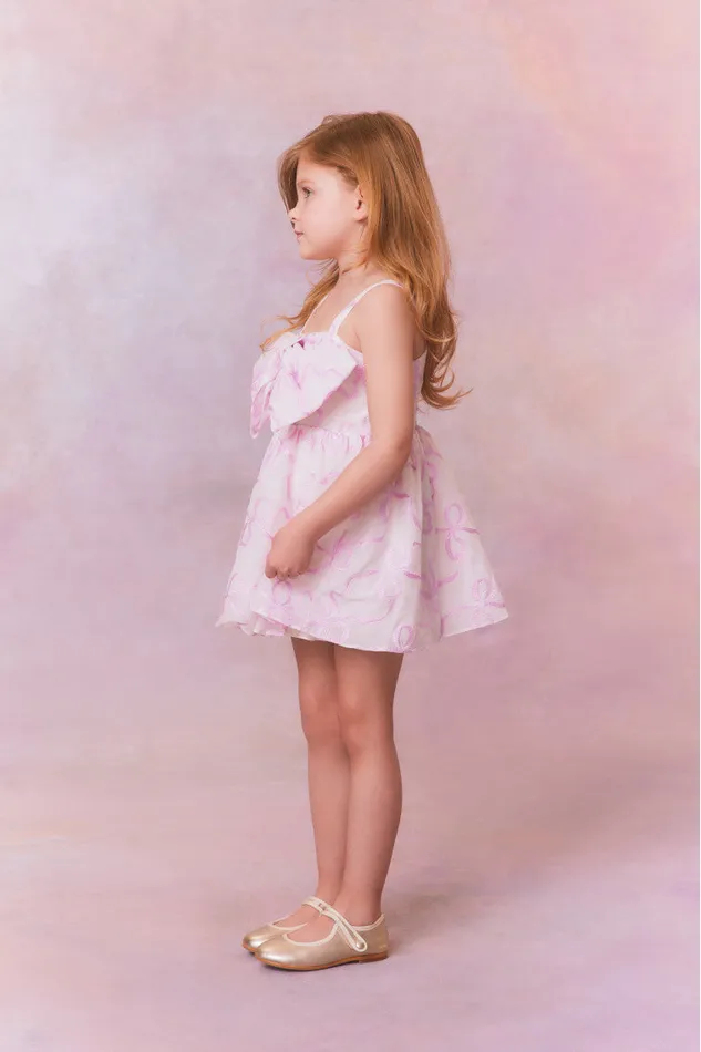 Kids Girls LoveShackFancy Girls Alejandra Bow Dress Pink Mystique
