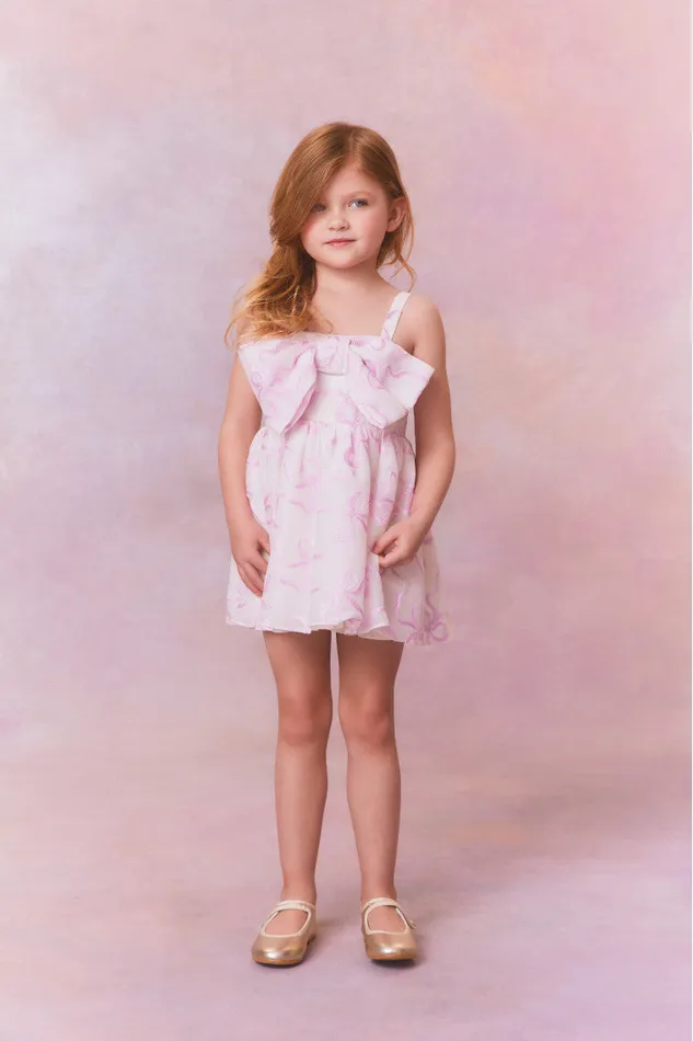 Kids Girls LoveShackFancy Girls Alejandra Bow Dress Pink Mystique
