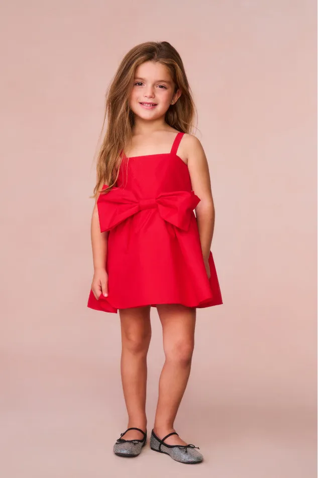 Kids Girls LoveShackFancy Girls Alejandra Bow Mini Dress Red