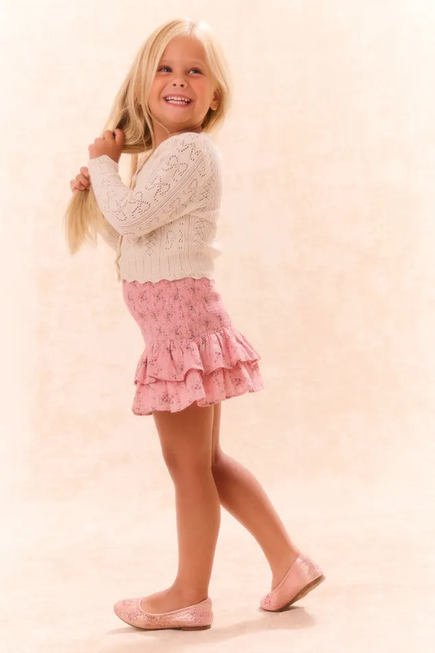 Kids Girls LoveShackFancy Girls Barlene Cardigan Ivory