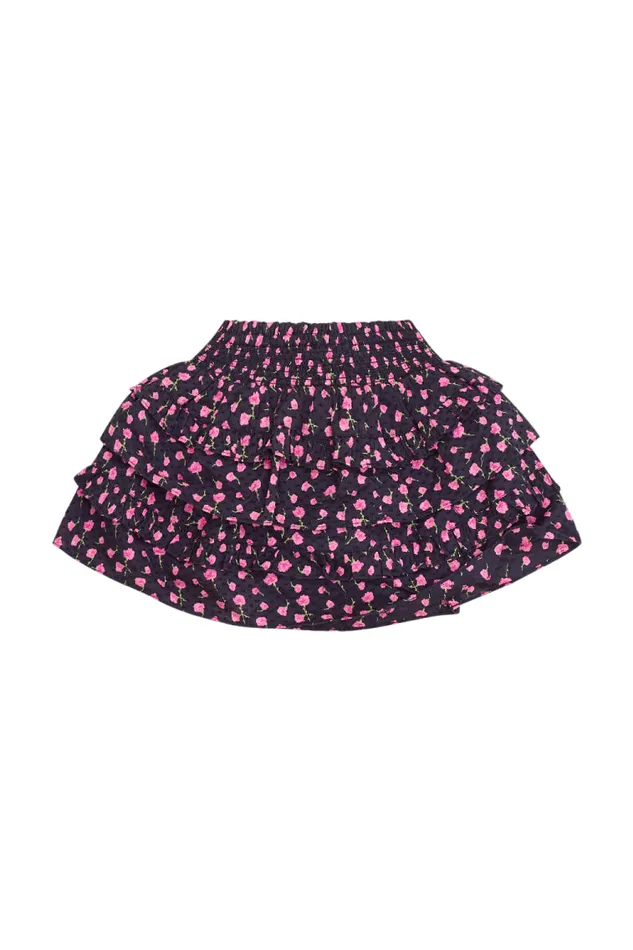Kids Girls LoveShackFancy Girls Billie Cotton Floral Skirt Pink Noir