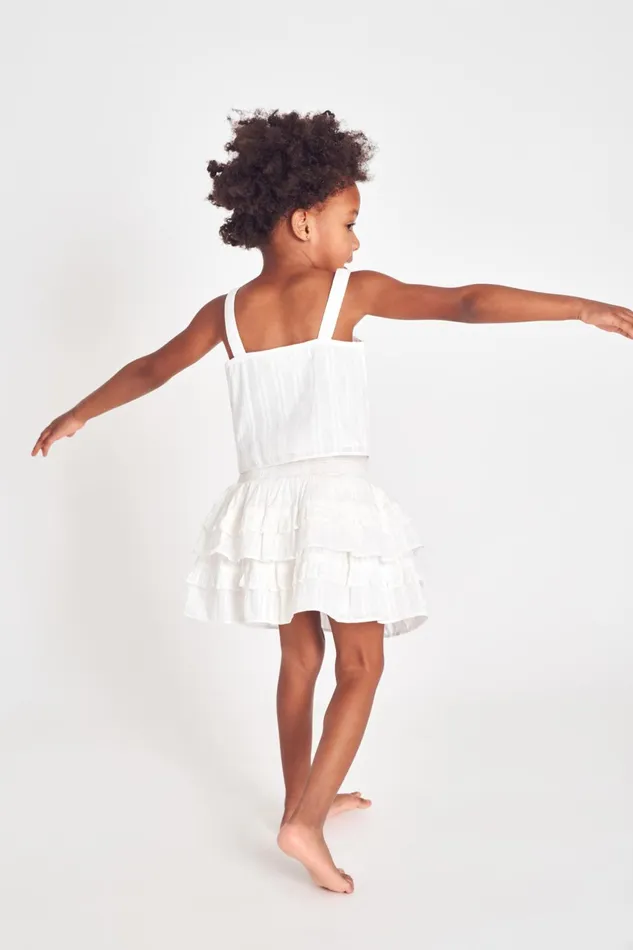 Kids Girls LoveShackFancy Girls Billie Cotton Skirt True White