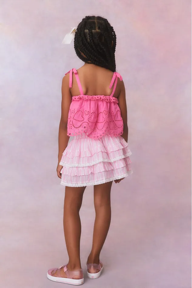 Kids Girls LoveShackFancy Girls Billie Cotton Stripe Skirt Captiva Pink