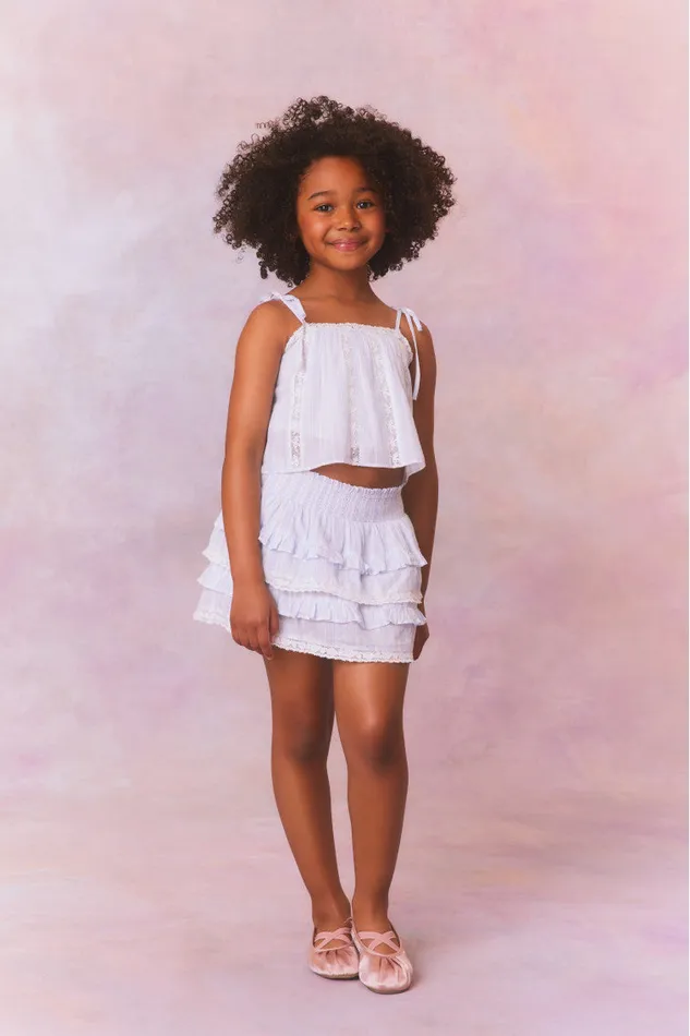 Kids Girls LoveShackFancy Girls Billie Cotton Stripe Skirt Vintage Voyage
